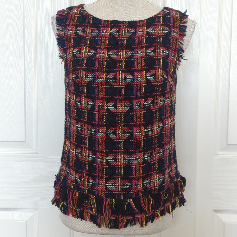 Trina Turk Multicolor Fringe Sleeveless Top